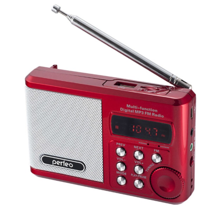 FM/УКВ радиоприемник / MP3 плеер  Perfeo ''Sound Ranger'' красный