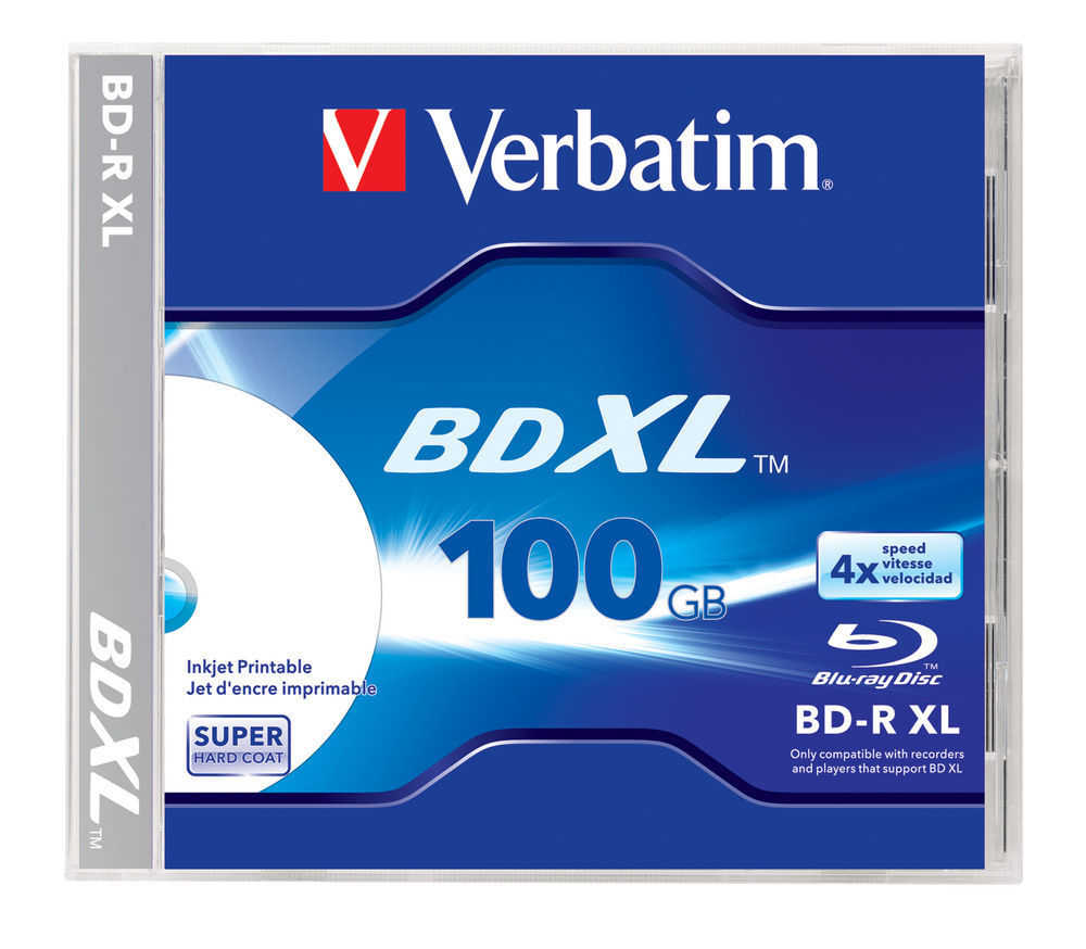 BD-R диск 3-ех слойный 100 Gb 4х VERBATIM printable, в коробке BD-R диск 3-ех слойный 100 Gb 4х VERBATIM printable, в коробке