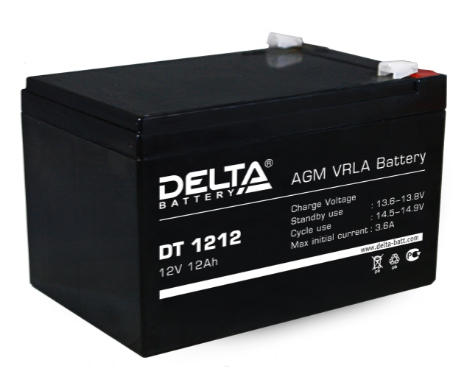 Аккумулятор свинцово-кислотный DELTA DT 1212, 12В 12.0 Aч