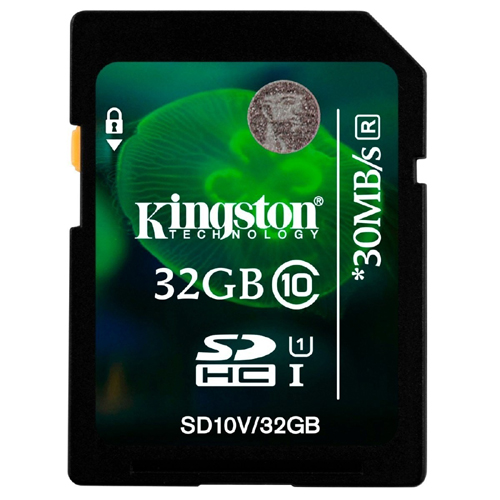 Карта памяти SDHC / Secure Digital High Capacity 32 Гб Kingston Сlass 10 UHS 1, R45W10