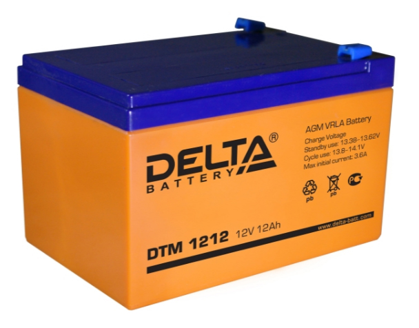 Аккумулятор свинцово-кислотный DELTA DTM 1212, 12В 12.0 Aч