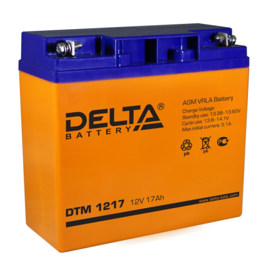 Аккумулятор свинцово-кислотный DELTA DTM 1217, 12В 17.0 Aч