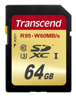 Карта памяти SDXC / Secure Digital eXtended Capacity 64 Гб Transcend Сlass 10 UHS-1 U-3 Карта памяти SDXC / Secure Digital eXtended Capacity 64 Гб Transcend Сlass 10 UHS-1 U-3