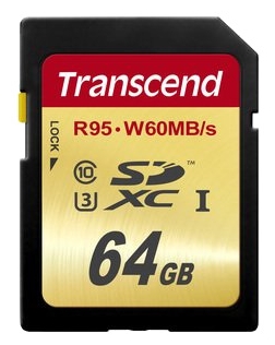   SDXC / Secure Digital eXtended Capacity 64  Transcend lass 10  UHS-1 U-3