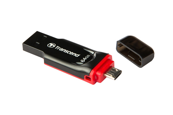 Флэш-диск 64 Гб Transcend JetFlash 340 (USB/microUSB), черный корпус