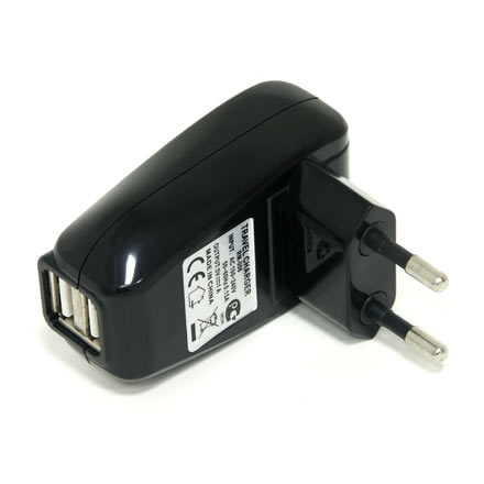 Зарядное уcтройство сетевое(220В) для USB, 2 порта по 500 mA каждый (1 * 1000 mA)