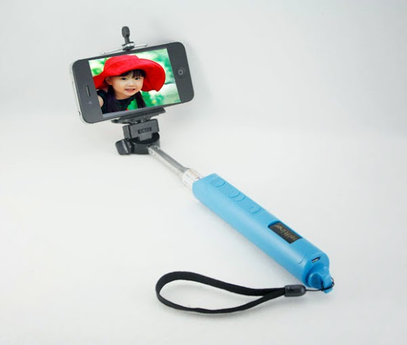 Монопод, штатив для селфи (selfie), SelfTimer, bluetooth, zoom, синий