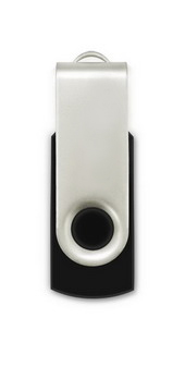 Флэш-диск 8 Гб SWIVEL, черный пластмассовый корпус, металлическая скоба