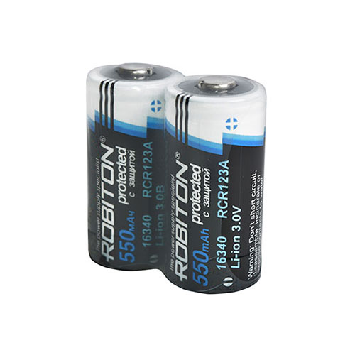 Аккумулятор Li-Ion 16340 (RCR123A) 3.0В 550mAh ROBITON c защитой Аккумулятор Li-Ion 16340 (RCR123A) 3.0В 550mAh ROBITON c защитой