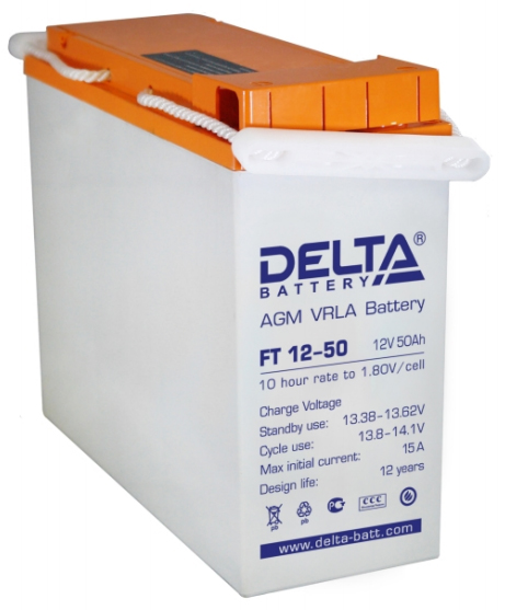 Аккумулятор свинцово-кислотный DELTA FT 1250, 12В 50.0 Aч