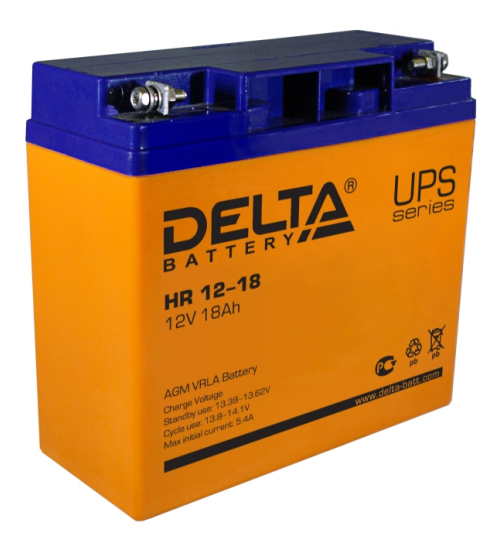 Аккумулятор свинцово-кислотный DELTA HR 12-18, 12В 18.0 Aч