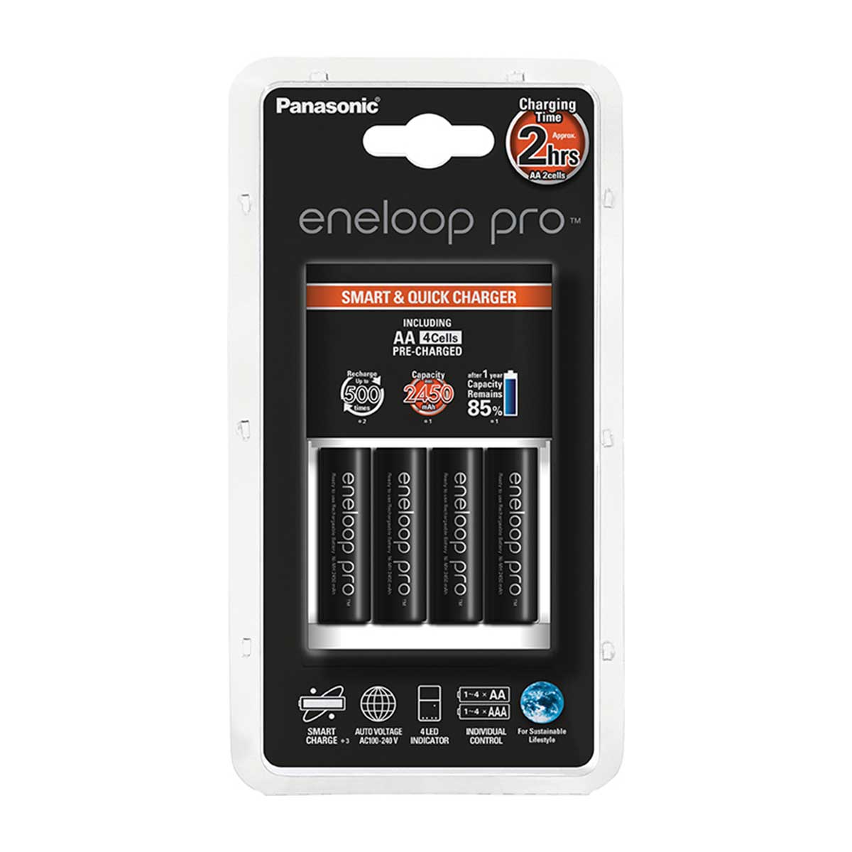 Зарядное устройство Panasonic K-KJ16HCC40E + 4 аккумулятора Eneloop Pro AA 2450mAh Зарядное устройство Panasonic K-KJ16HCC40E + 4 аккумулятора Eneloop Pro AA 2450mAh