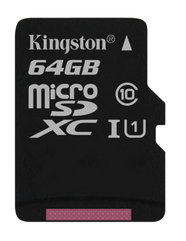 Карта памяти microSDXC 64 Гб KINGSTON Сlass 10 UHS1 чтение 45 Мбайт/сек, запись 10 Мбайт/сек