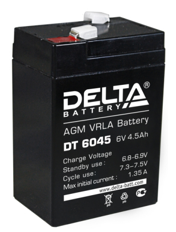 Аккумулятор свинцово-кислотный DELTA DT 6045, 6В 4.5 Aч Аккумулятор свинцово-кислотный DELTA DT 6045, 6В 4.5 Aч