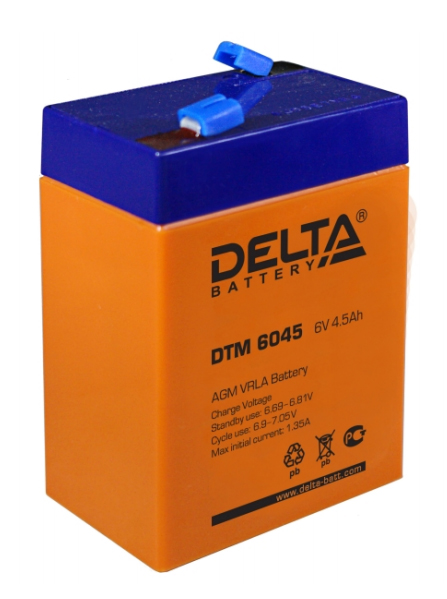 Аккумулятор свинцово-кислотный DELTA DTM 6045, 6В 4.5 Aч Аккумулятор свинцово-кислотный DELTA DTM 6045, 6В 4.5 Aч