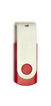 Флэш-диск 8 Гб SWIVEL, красный пластмассовый корпус, металлическая скоба