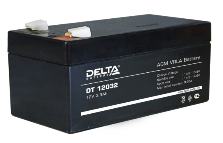 Аккумулятор свинцово-кислотный DELTA DT 12032, 12В 3.3 Aч