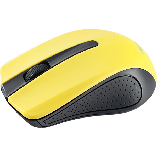 Мышь оптическая беспроводная 3-ех кнопочная USB Perfeo PF-353, корпус черно-желтый