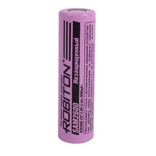 Аккумулятор Li-Ion 18650 3.7В 2600 mAh без защиты ROBITON Аккумулятор Li-Ion 18650 3.7В 2600 mAh без защиты ROBITON