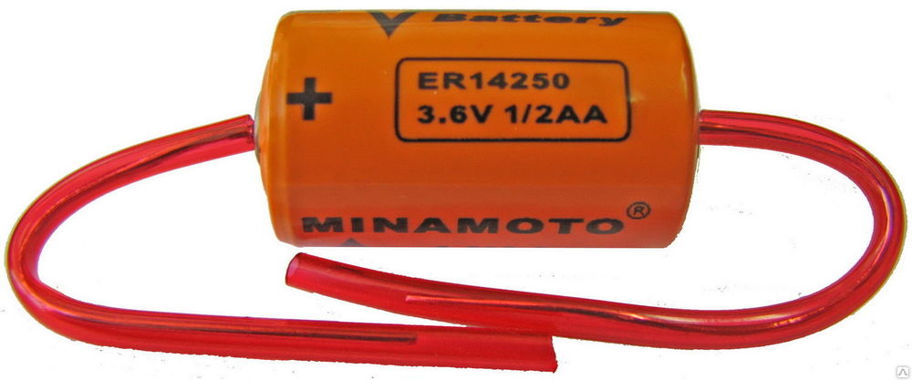 Батарейка литиевая 1/2 AA 3.6В ER14250/W (ER14250AX), MINAMOTO с с аксиальными выводами Батарейка литиевая 1/2 AA 3.6В ER14250/W (ER14250AX), MINAMOTO с с аксиальными выводами