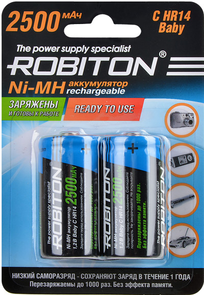  C 2500 mAh, 1.2 Ni-MH  ROBITON   