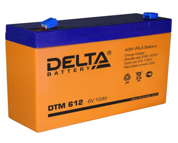 Аккумулятор свинцово-кислотный DELTA DTM 612 , 6В 12.0 Aч