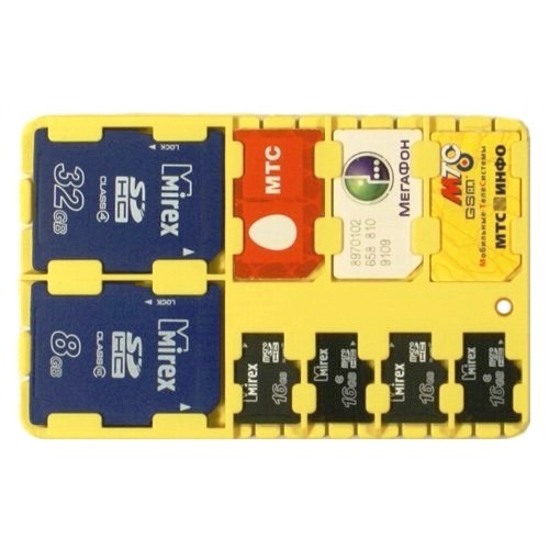 Держатель для карт памяти SD, microSD и SIM карт SD-SIM Holder, желтый