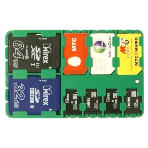 Держатель для карт памяти SD, microSD и SIM карт SD-SIM Holder, зеленый Держатель для карт памяти SD, microSD и SIM карт SD-SIM Holder, зеленый