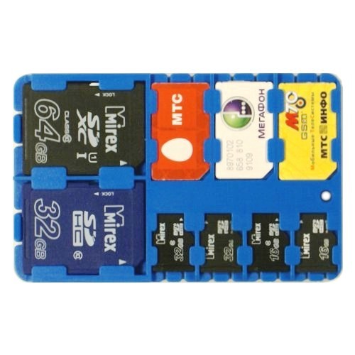 Держатель для карт памяти SD, microSD и SIM карт SD-SIM Holder, синий