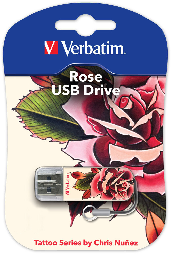 Флэш-диск 32 Гб Verbatim ''Tattoo Edition'' Rose (Роза)