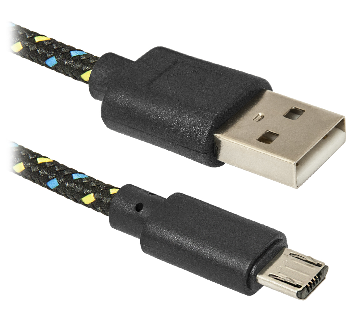 Кабель USB 2.0  A -> microUSB, 1.0 м, в тканевой оплетке