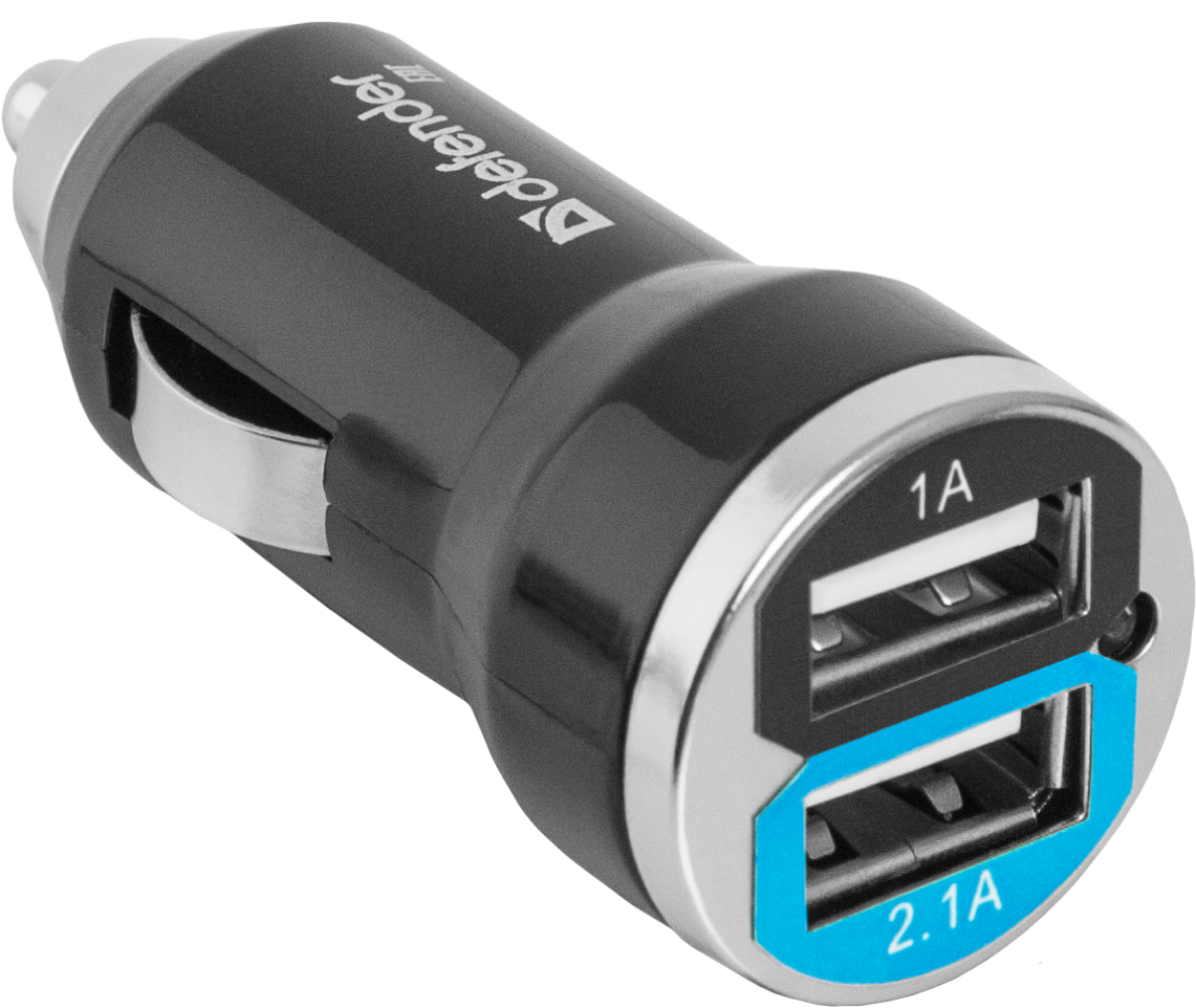 Зарядное уcтройство автомобильное(12/24В) в прикуриватель для USB, 2 порта (2100+1000 mA)