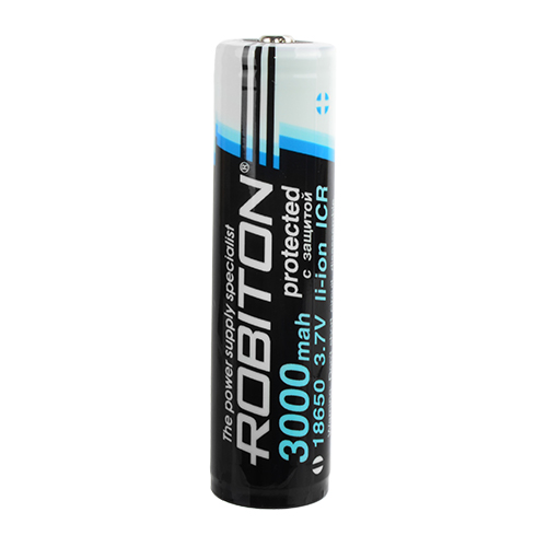 Аккумулятор Li-Ion 18650 3.7В 3000 mAh ROBITON c защитой, с высоким контактом Аккумулятор Li-Ion 18650 3.7В 3000 mAh ROBITON c защитой, с высоким контактом