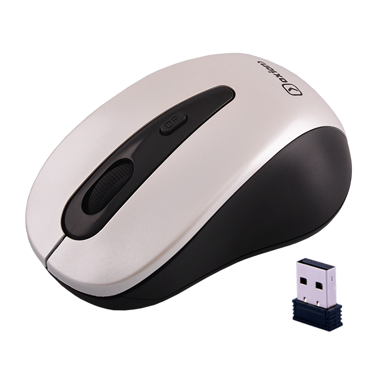 Мышь оптическая беспроводная 4-ех кнопочная USB Oxion OMSW015, корпус белый