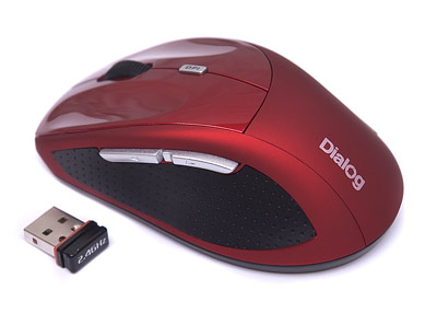 Мышь лазерная безпроводная 6-ти кнопочная USB DIALOG Katana MRLK-18U, корпус красный