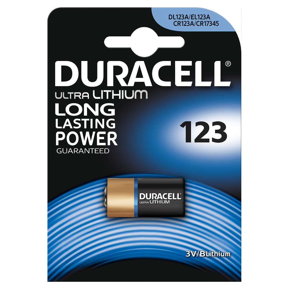   CR123A, DURACELL