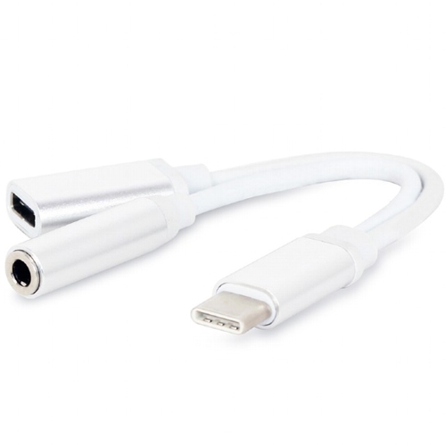 Переходник USB 3.1 Type C - аудио миниджек 3.5мм с дополнительным питанием