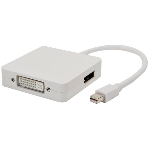 Кабель - адаптер, mini DisplayPort -> DVI-HDMI-DisplayPort C305-AP-012, три в одном - 0.2 метра, белый