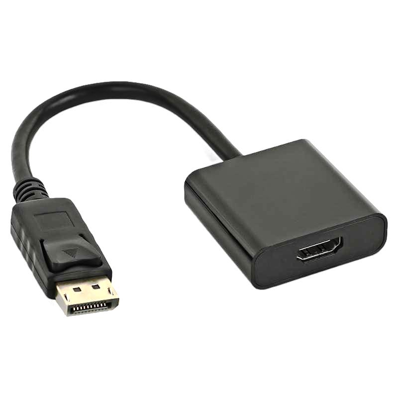 Кабель - адаптер, DisplayPort -> HDMI 20M-19F - 0.1 метра, чёрный