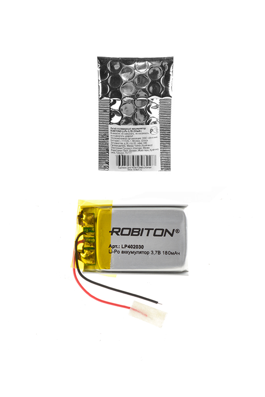 Литий-полимерный аккумулятор LP402030 3.7В 180мАч (mAh) с платой защиты, ROBITON