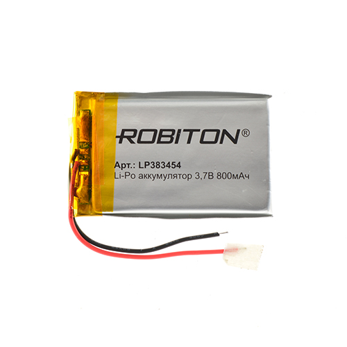 Литий-полимерный аккумулятор LP383454 3.7В 800мАч (mAh) с платой защиты, ROBITON