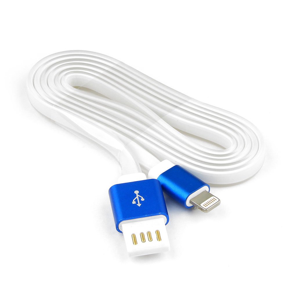 Кабель для Apple iPad, iPhone 8-pin (Lightning) -> USB, 1.0 м, светящийся, голубой