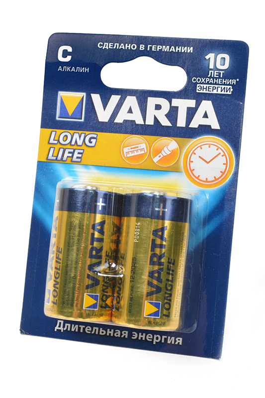 Батарейка щелочная C (LR14) VARTA LONGLIFE