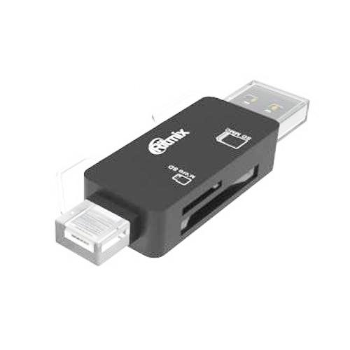 Устройство чтения-записи карт памяти (ридер) USB/microUSB 2.0 черный Устройство чтения-записи карт памяти (ридер) USB/microUSB 2.0 черный