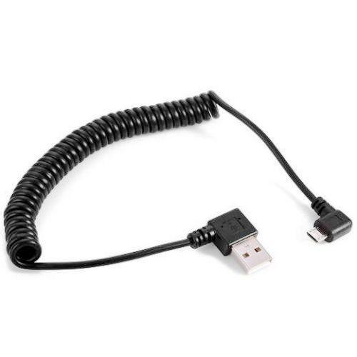 Кабель USB 2.0  A -> microUSB, витой угловой, левый 1.5 м, черный