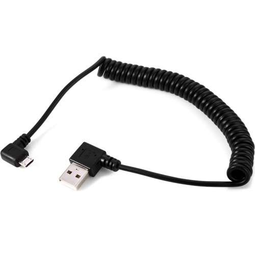Кабель USB 2.0  A -> microUSB, витой угловой, правый 1.5 м, черный