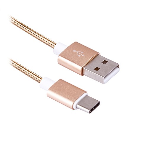 Кабель USB 2.0 A -> microUSB Type C (USB 3.1c), 1.0 м, тканевая оплетка
