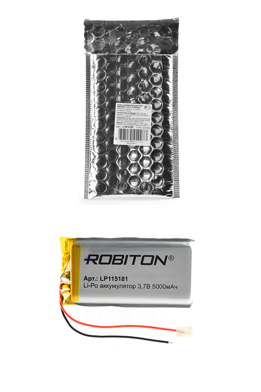Литий-полимерный аккумулятор LP115181 3.7В 5000мАч (mAh) с платой защиты, ROBITON