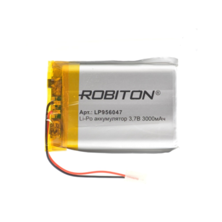 Литий-полимерный аккумулятор LP954760 (LP956047) 3.7В 3000мАч (mAh) с платой защиты, ROBITON