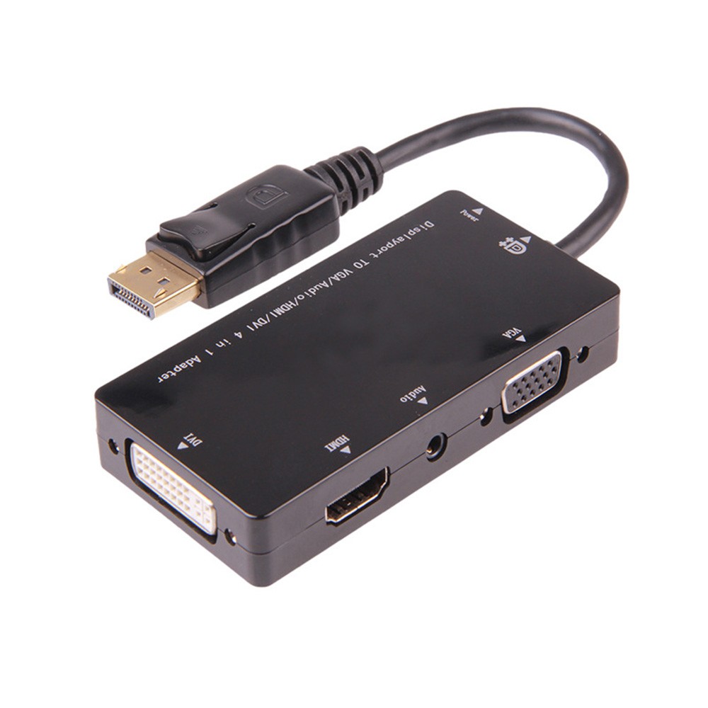Адаптер DisplayPort - HDMI -> DVI-I - VGA плюс audio, Orient C-311, кабель 0.2 метра - чёрный